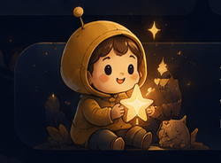 A young creator holding a glowing star